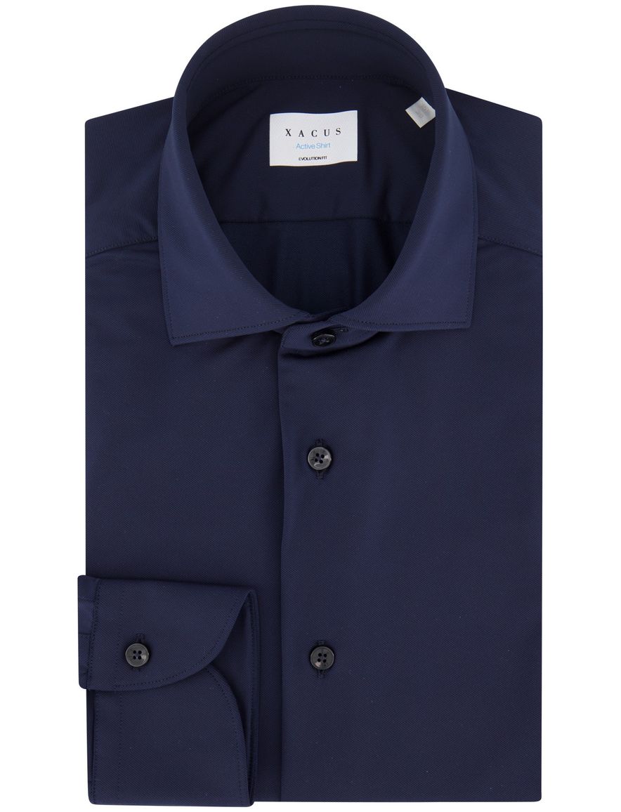 Xacus evolution fit overhemd donkerblauw