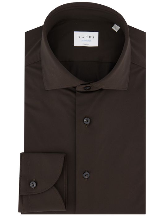 Xacus tailored fit overhemd donkerbruin