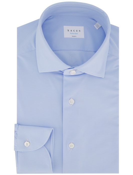 Xacus tailored fit overhemd effen lichtblauw