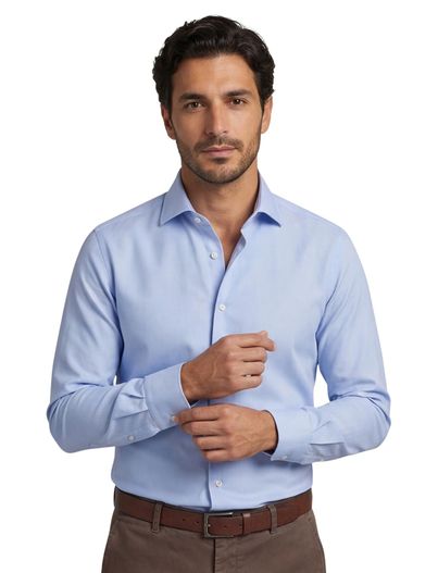 Xacus Xacus tailored fit overhemd effen lichtblauw Active Shirt polyamide