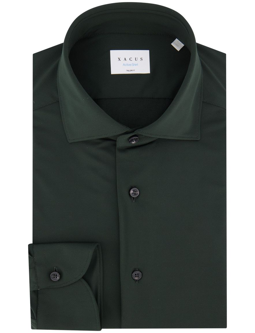 Xacus tailored fit overhemd donkergroen