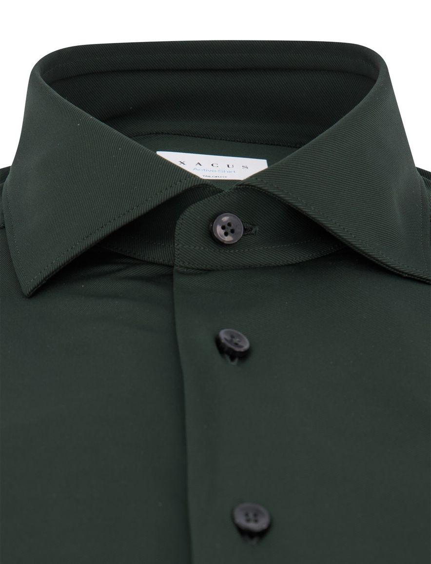 Xacus tailored fit overhemd donkergroen