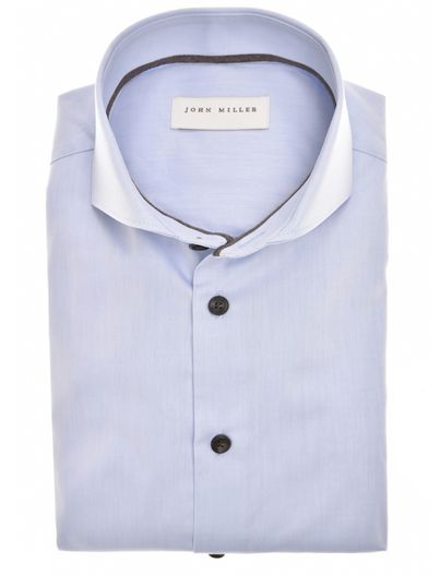 John Miller John Miller normale fit overhemd lichtblauw effen cutaway