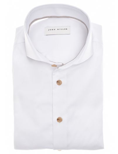 John Miller katoenen overhemd John Miller normale fit wit