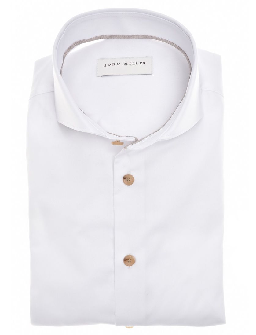 katoenen overhemd John Miller normale fit wit