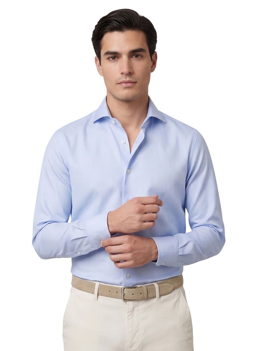 John Miller overhemd lichtblauw effen katoen