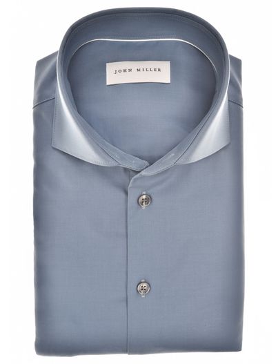 John Miller John Miller overhemd blauw effen