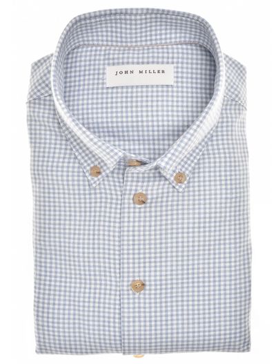 John Miller John Miller overhemd lichtblauw geruit