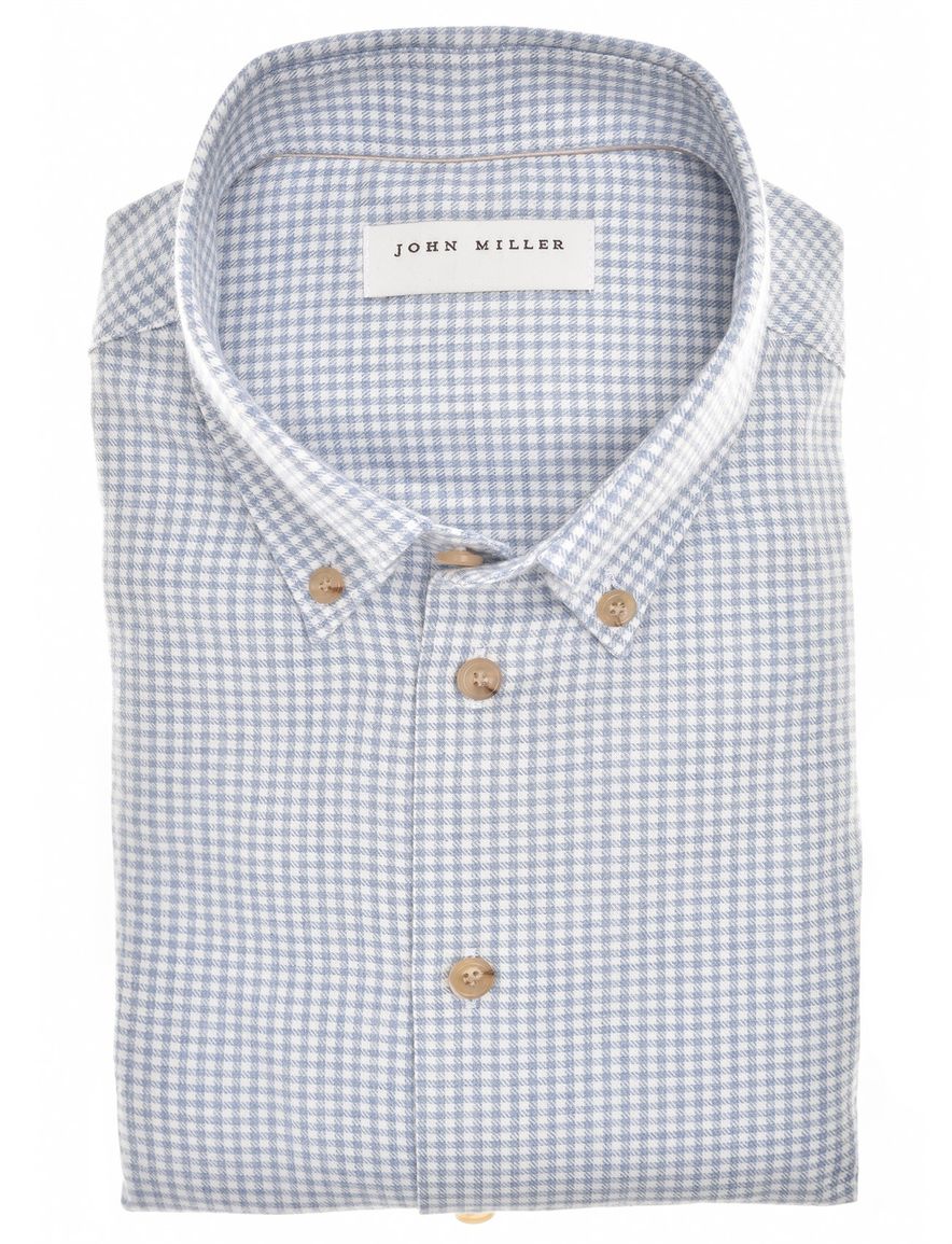 John Miller overhemd lichtblauw geruit