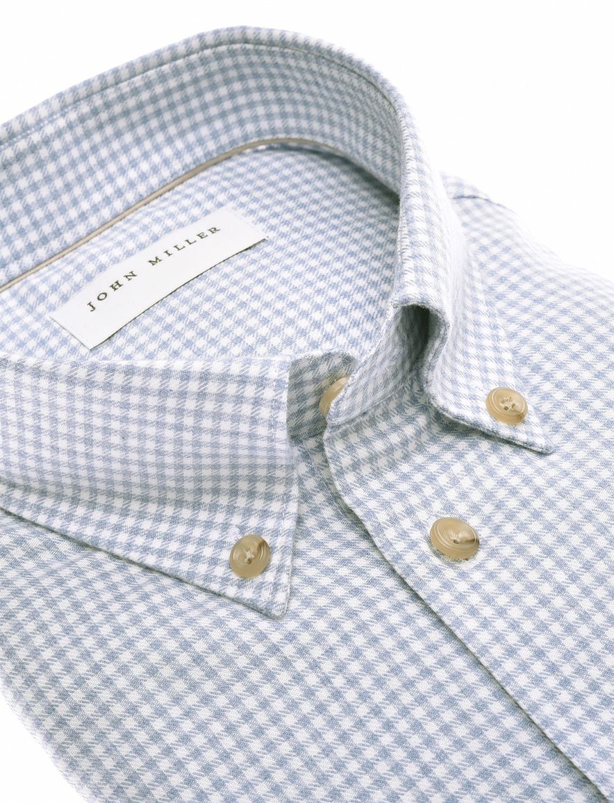 John Miller overhemd lichtblauw geruit