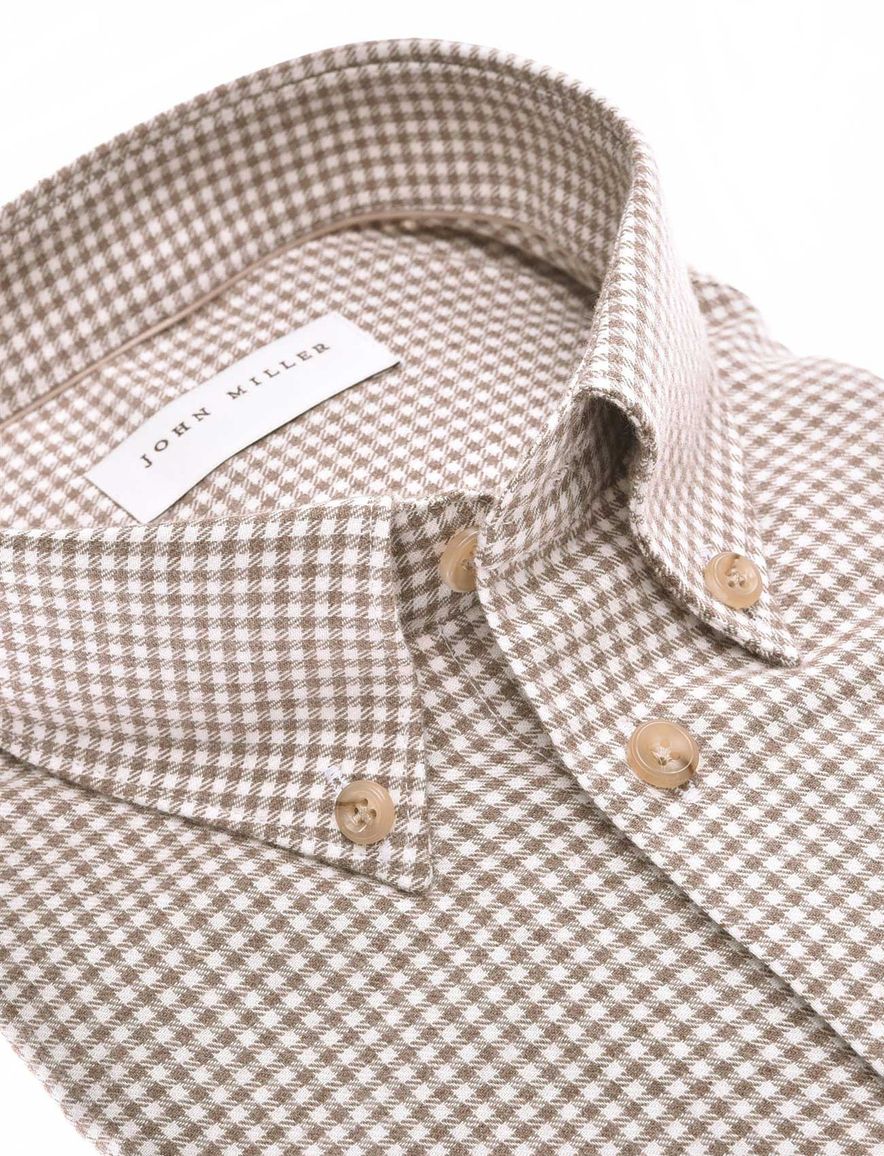 John Miller overhemd bruin geruit katoen