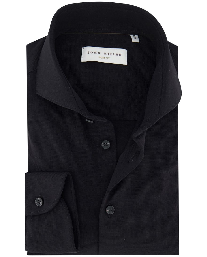 John Miller overhemd effen zwart ml 7