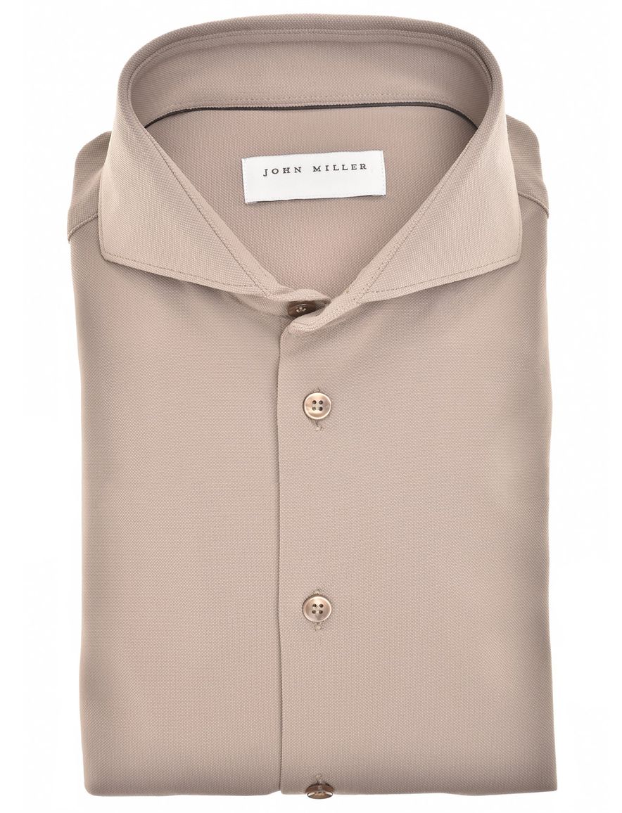 John Miller overhemd bruin ml 7 katoen
