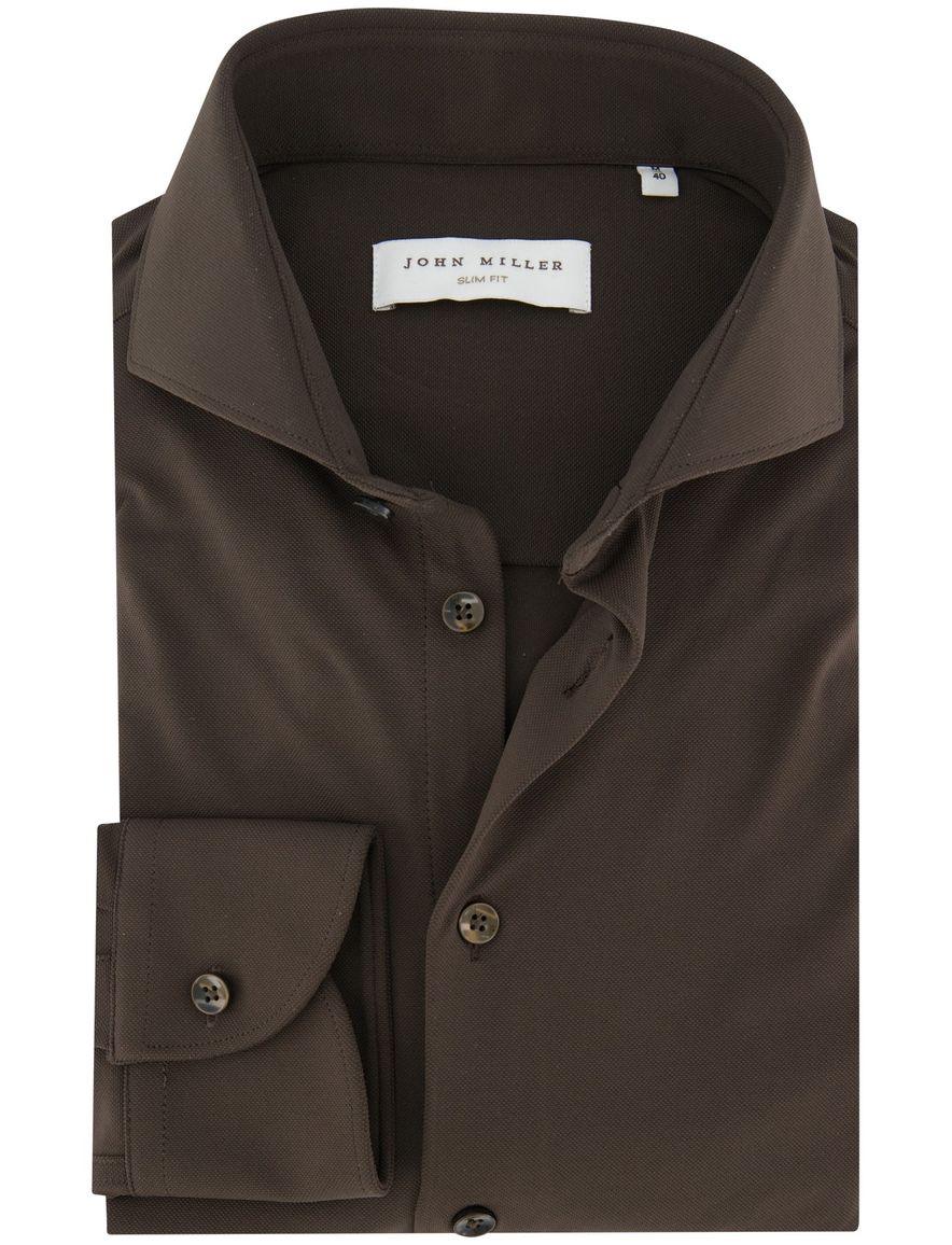 John Miller overhemd mouwlengte 7 bruin