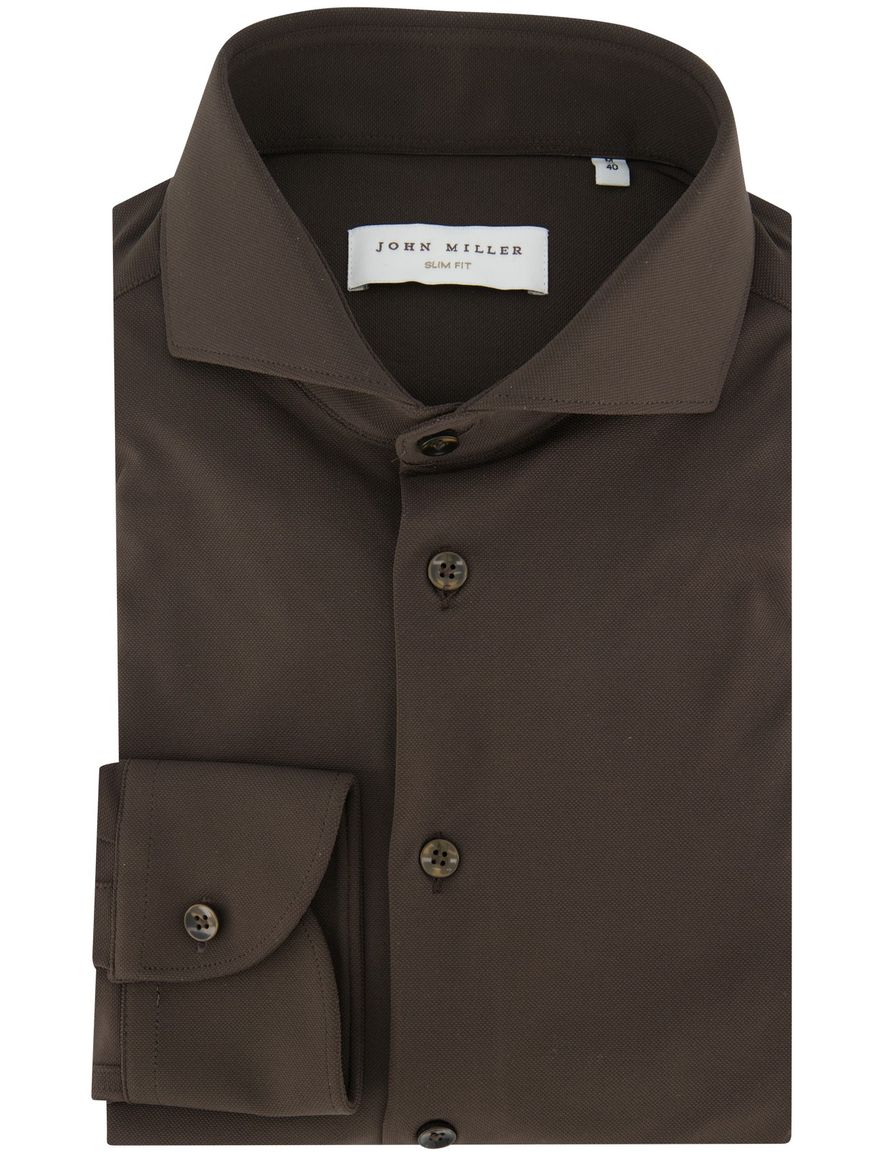 John Miller overhemd mouwlengte 7 bruin