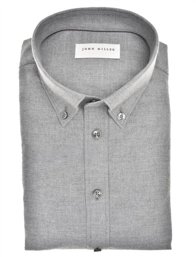 John Miller John Miller tailored fit new overhemd mouwlengte-7 grijs