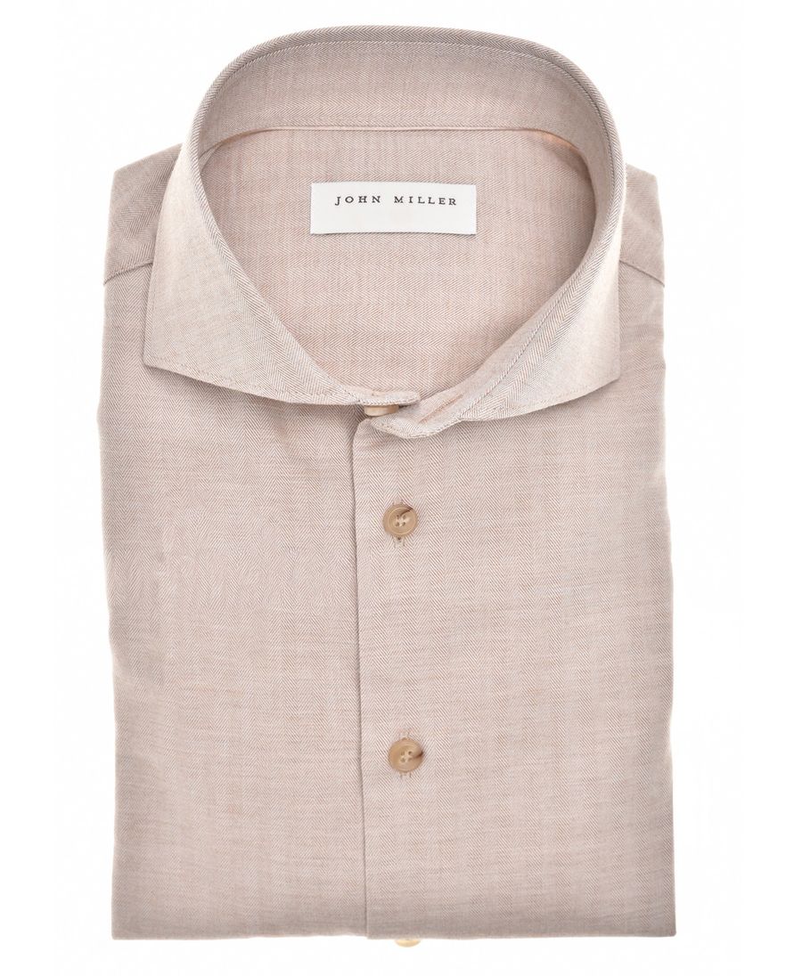 John Miller overhemd tailored fit bruin