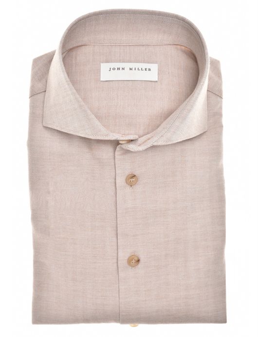 overhemd mouwlengte 7 bruin John Miller Tailored Fit