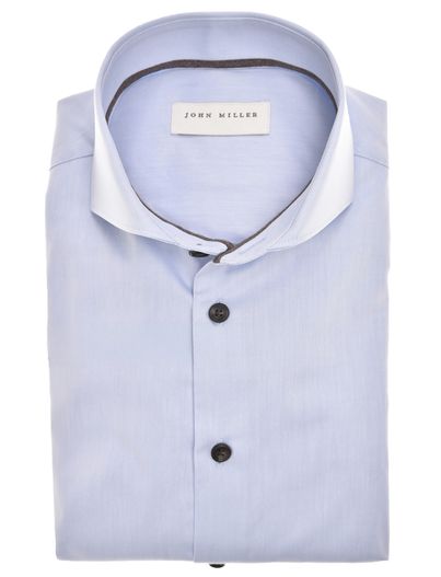 John Miller John Miller tailored fit new overhemd mouwlengte-7 lichtblauw