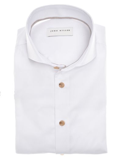 John Miller John Miller mouwlengte-7 tailored fit new spierwit overhemd