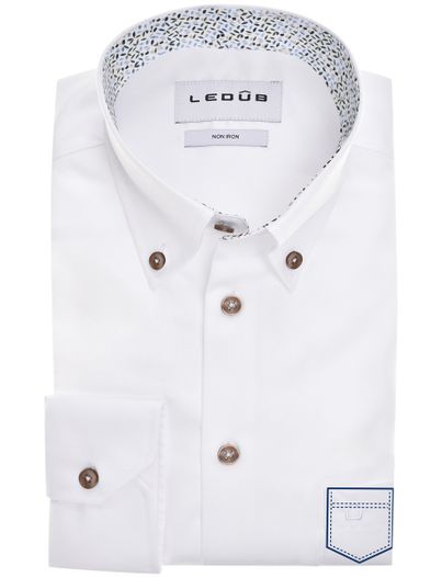 Ledub Ledub overhemd wit effen mouwlengte 7