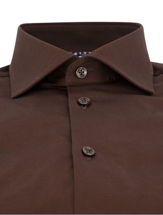 Ledub modern fit overhemd bruin katoen
