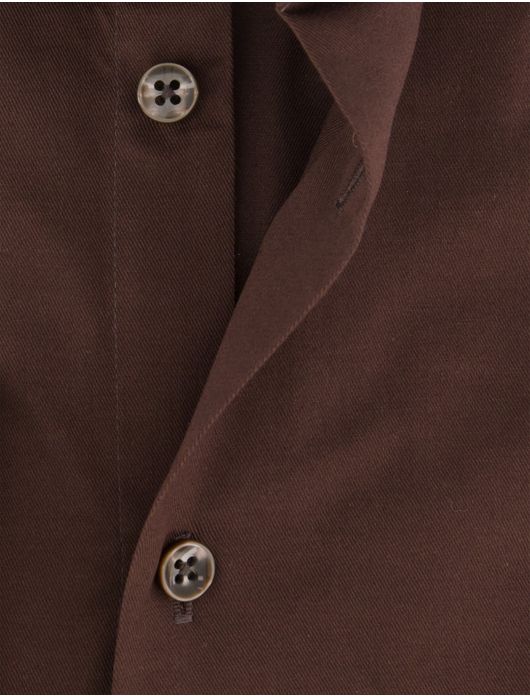 Ledub modern fit overhemd bruin katoen