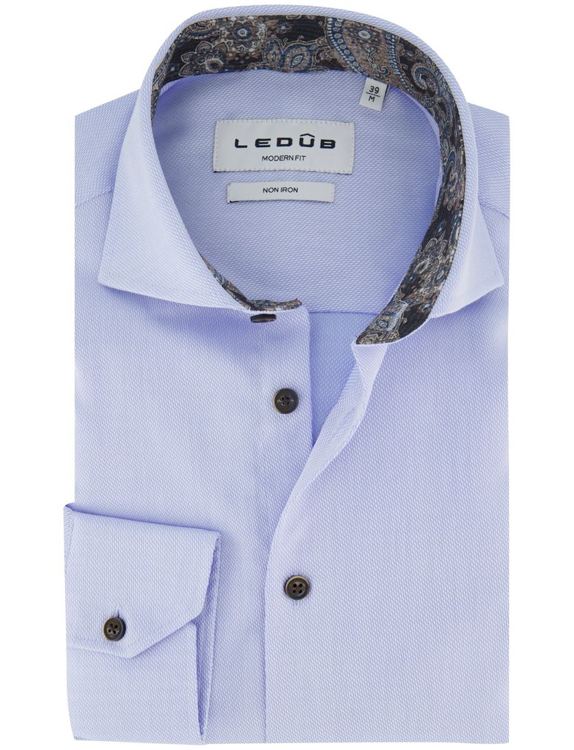 Ledub strijkvrij overhemd Modern Fit blauw