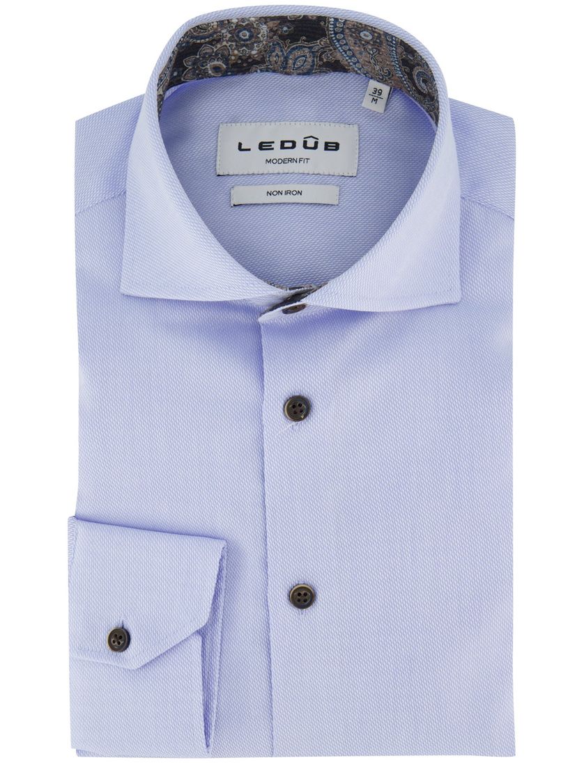 Ledub strijkvrij overhemd Modern Fit blauw