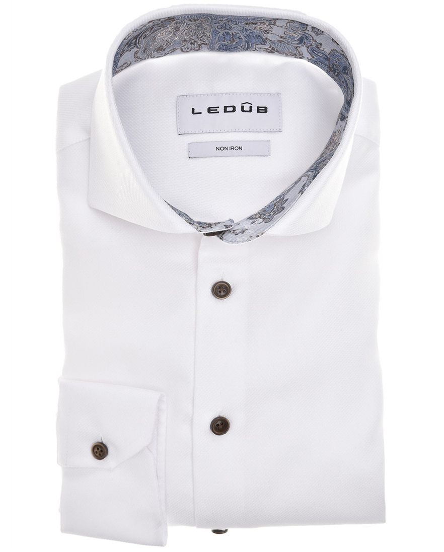 Strijkvrij Ledub Modern Fit overhemd spierwit