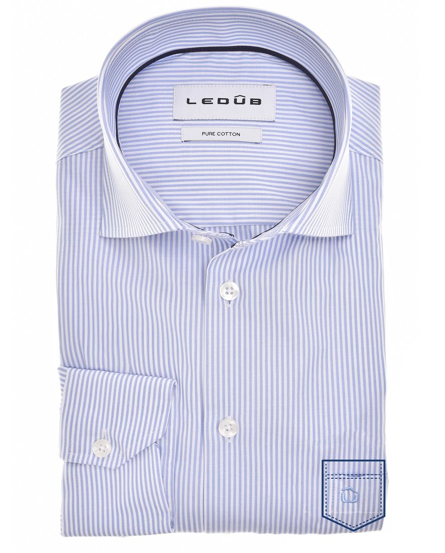Ledub overhemd lichtblauw gestreept
