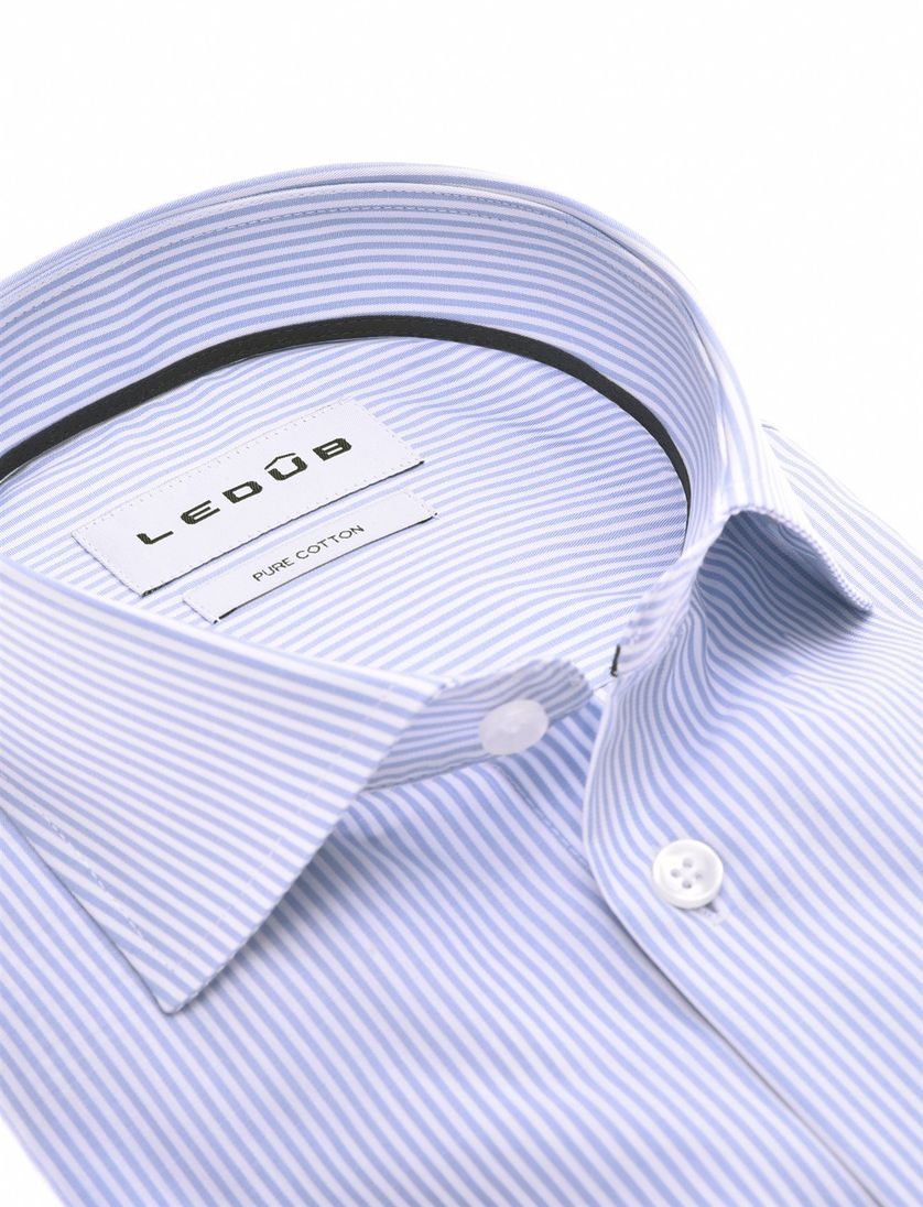 Ledub overhemd lichtblauw gestreept katoen