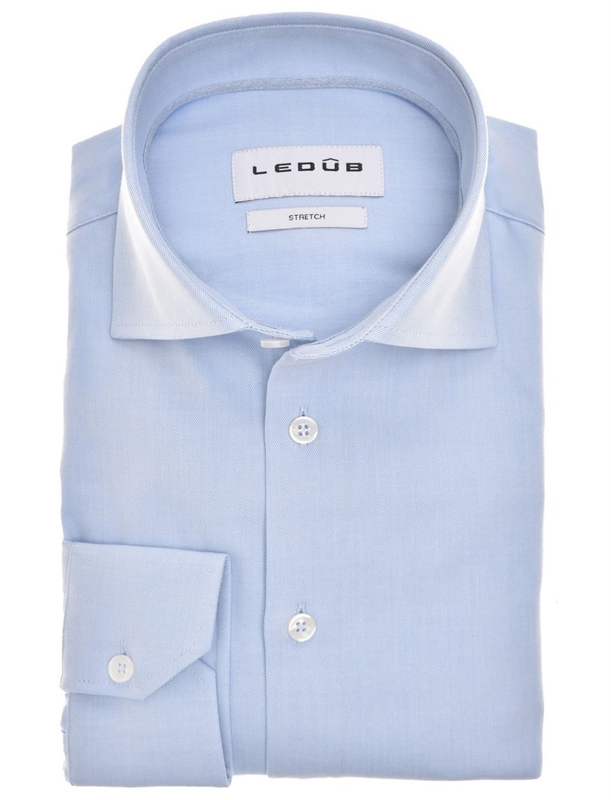 Overhemd Ledub Modern Fit effen lichtblauw stretch