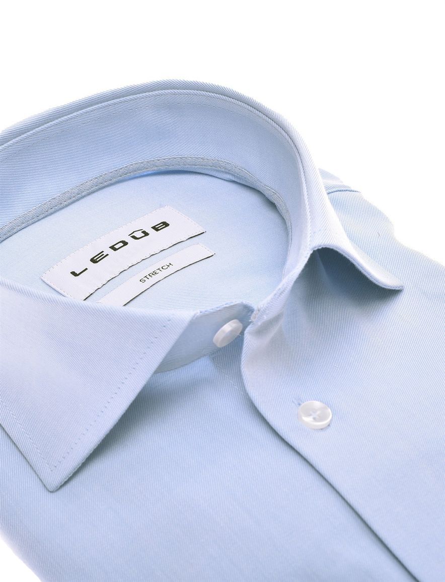 Overhemd Ledub Modern Fit effen lichtblauw stretch