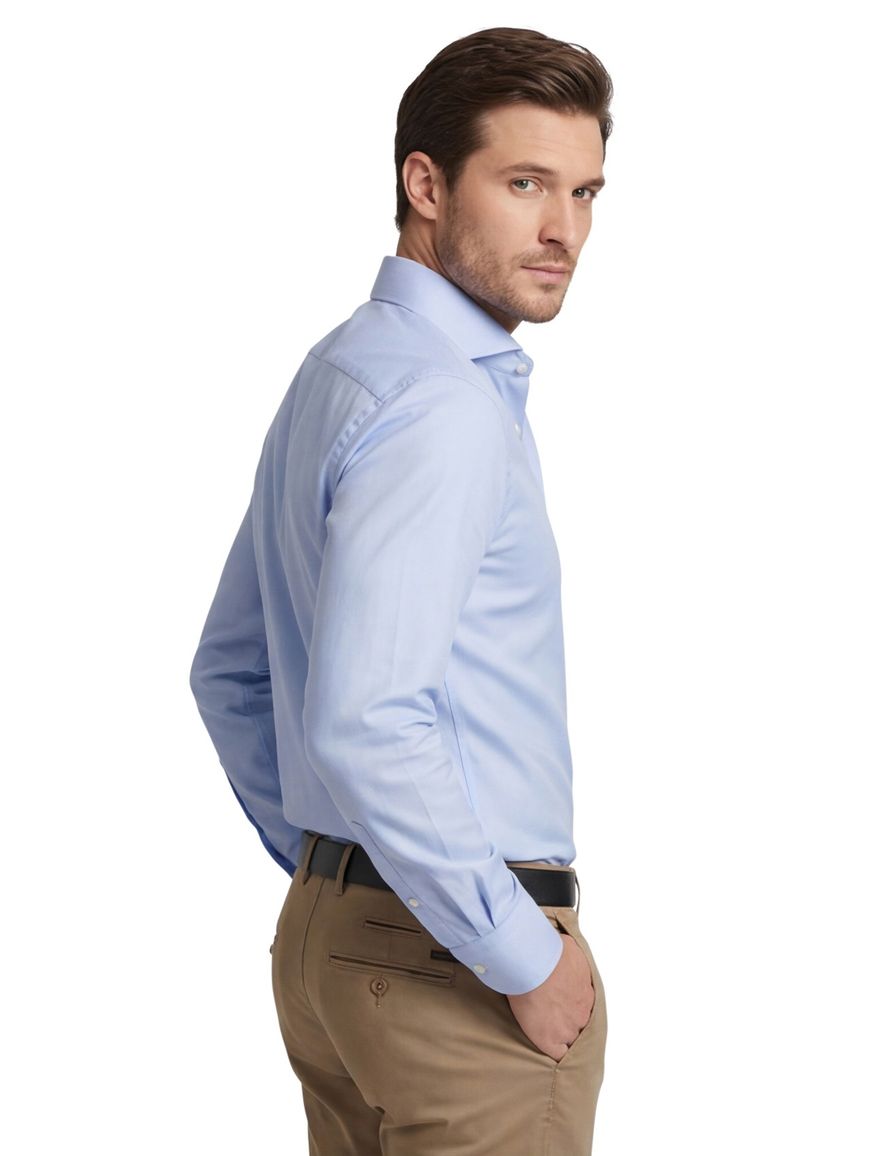 Overhemd Ledub Modern Fit effen lichtblauw stretch