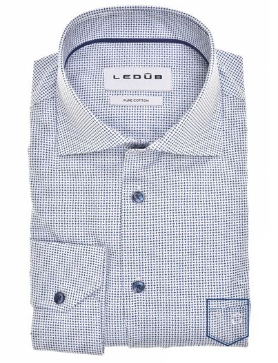 Ledub Ledub overhemd blauw geprint met borstzak