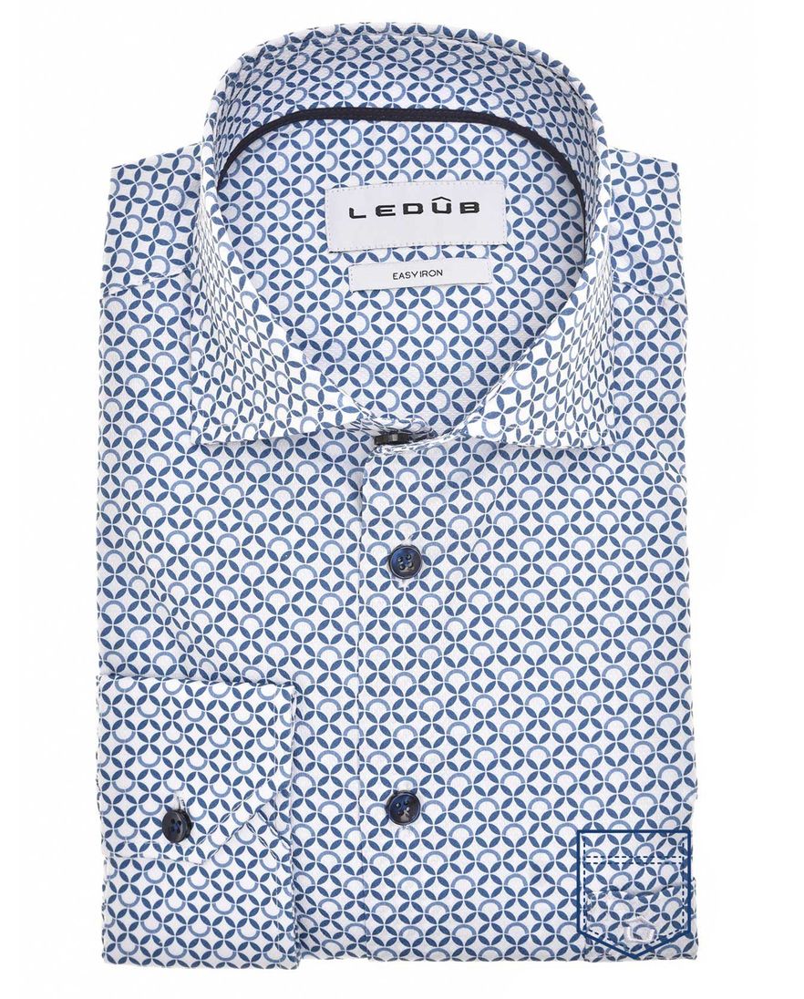Ledub overhemd blauw met borstzak geprint