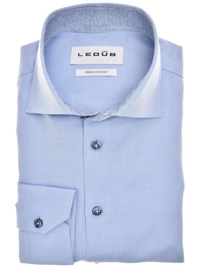 Ledub business overhemd Ledub Modern Fit New blauw effen