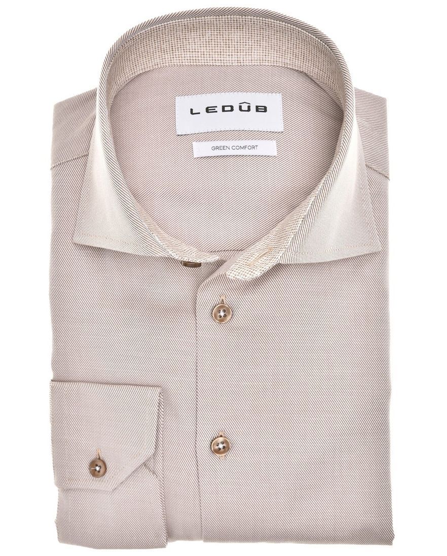 Ledub Modern Fit New business overhemd roze katoen