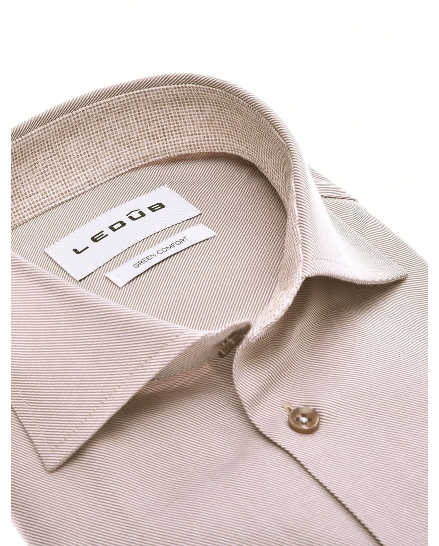 Ledub Modern Fit New business overhemd roze katoen