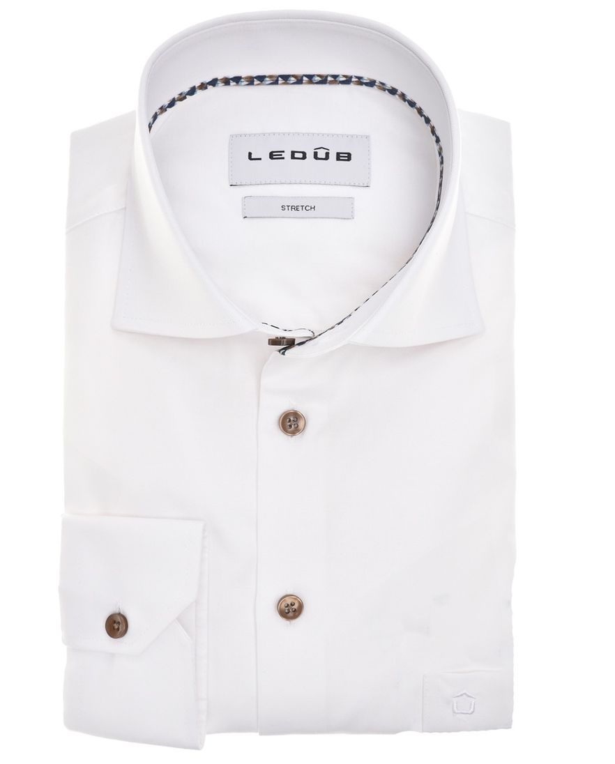 Ledub Modern Fit New business overhemd wit effen