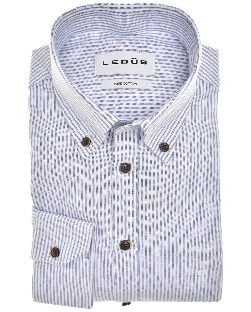 Ledub Modern Fit New business overhemd blauw gestreept