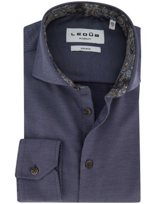 Ledub Ledub overhemd effen grijs strijkvrij normale fit