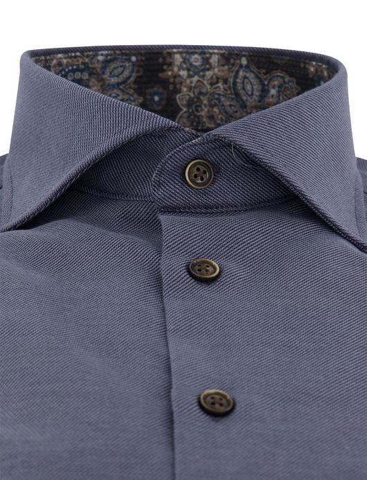 Ledub overhemd grijs effen strijkvrij normale fit