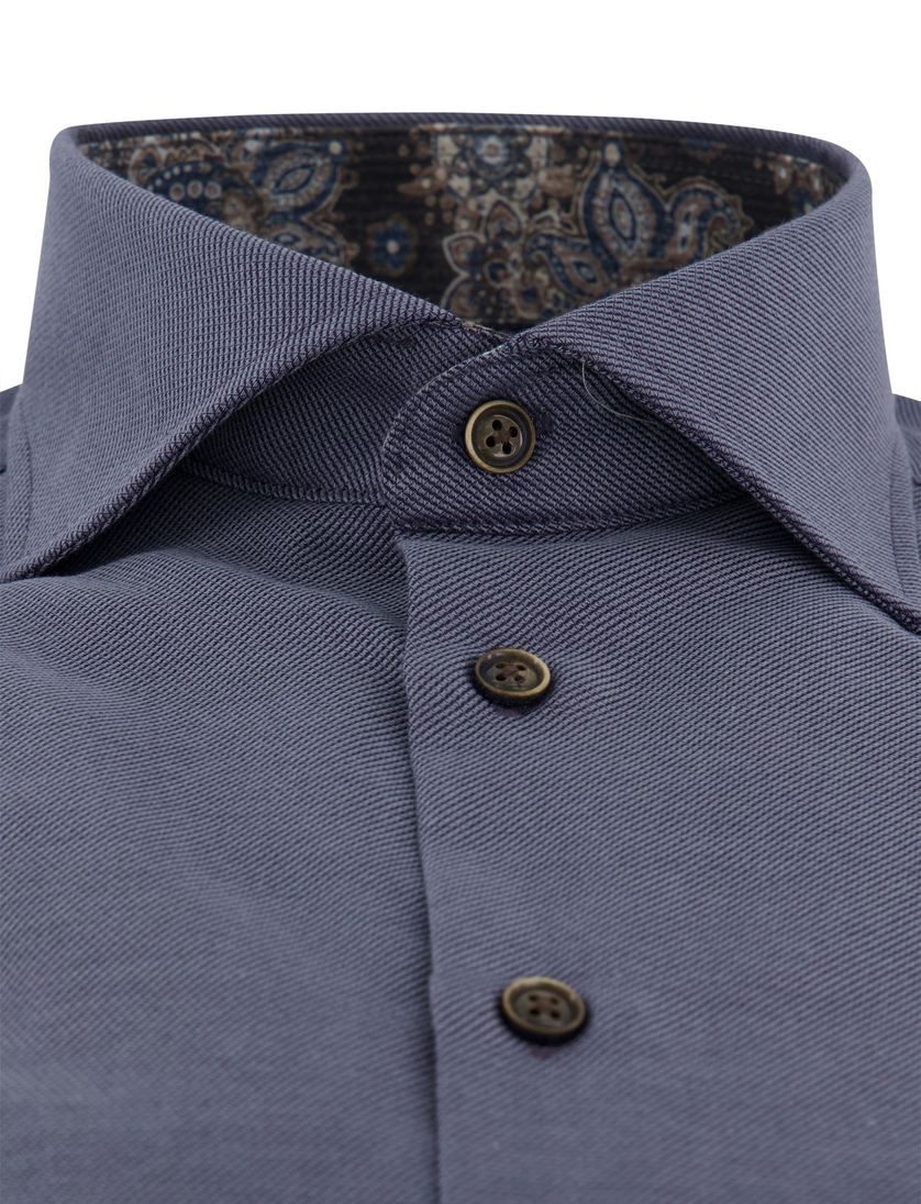 Ledub overhemd strijkvrij effen grijs normale fit