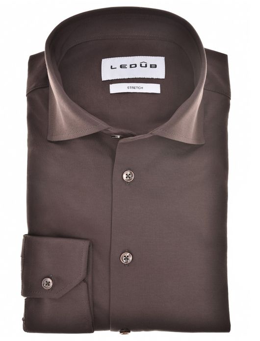 Ledub overhemd bruin stretch