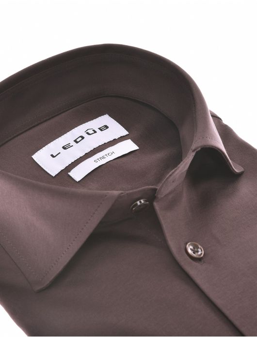 Ledub overhemd bruin stretch