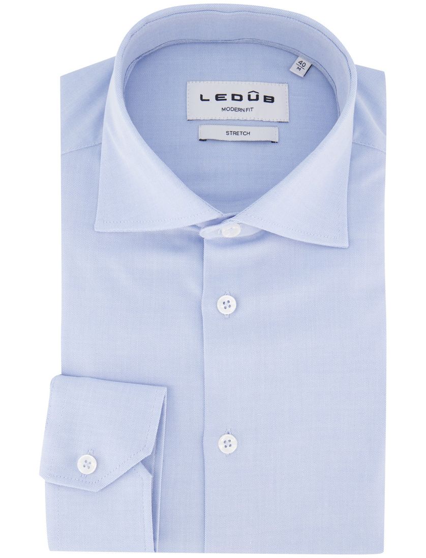 Ledub modern fit stretch overhemd lichtblauw katoen
