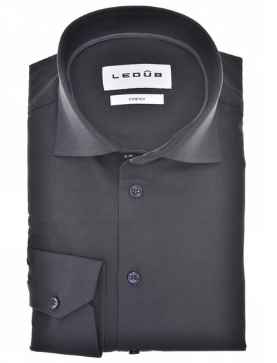 Ledub Ledub overhemd stretch grijs effen