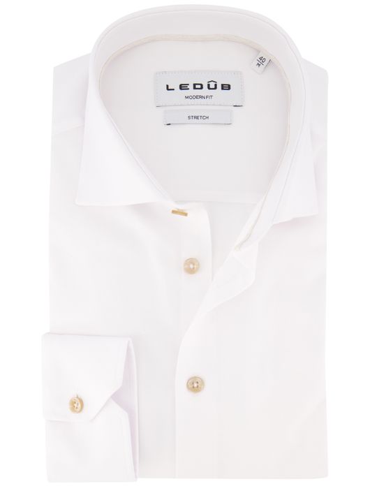 Ledub modern fit stretch overhemd wit